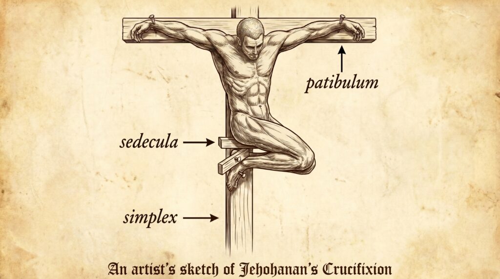 Dibujo de la crucifixion de Jehohanan